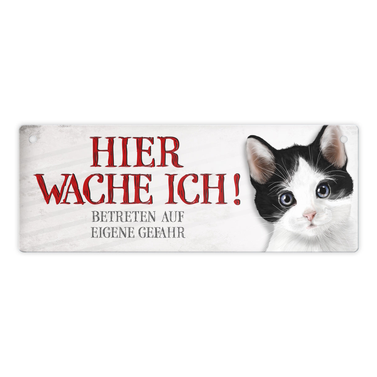 Metallschild mit Katze Motiv und Spruch: Betreten auf eigene Gefahr ...