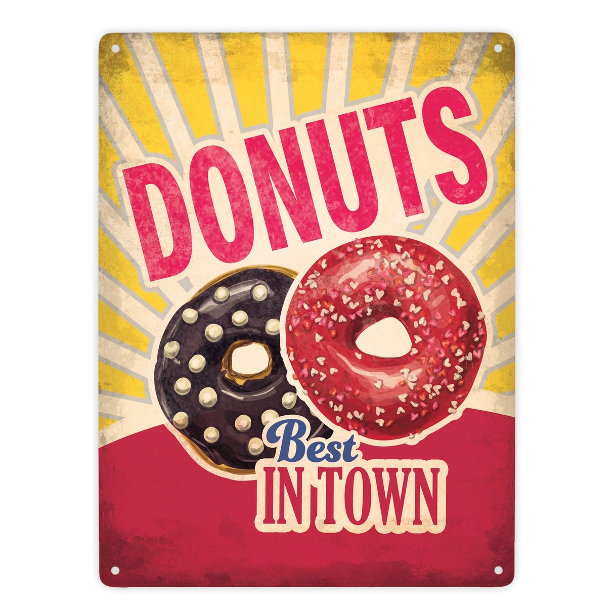 Metallschild mit American Diner Classics - Donuts Motiv