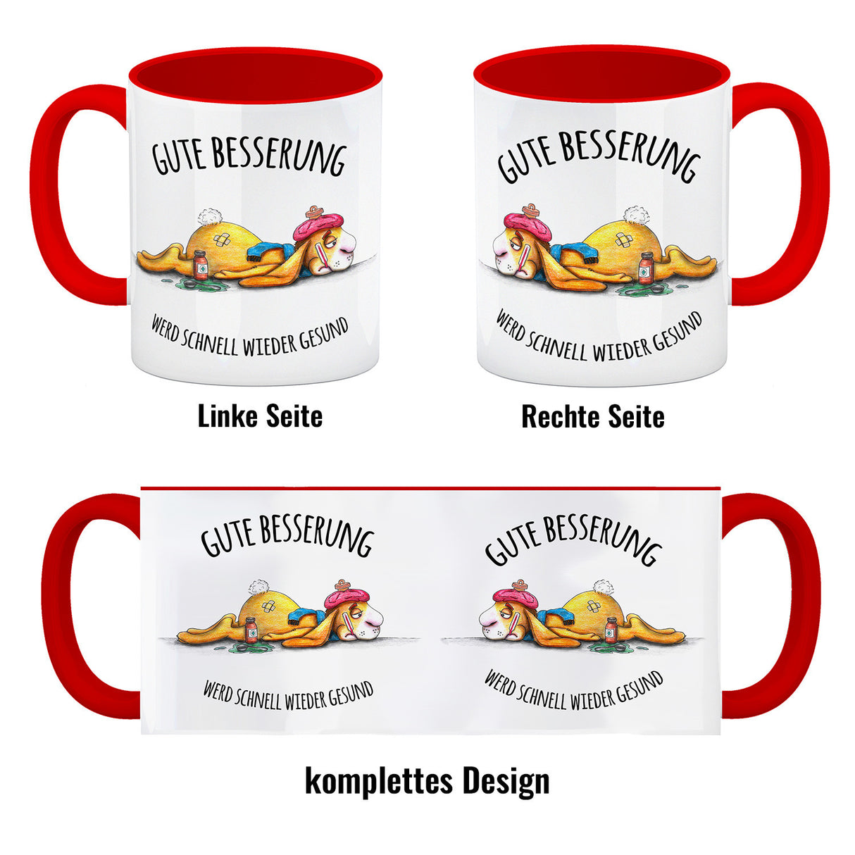 Gute Besserung, wird schnell wieder gesund Hase Kaffeebecher