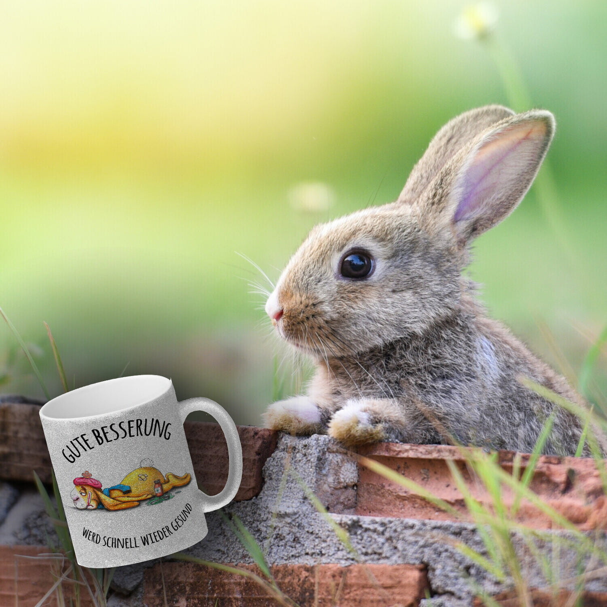 Gute Besserung, wird schnell wieder gesund Hase Kaffeebecher