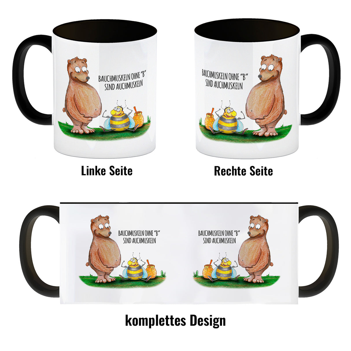 Bauchmuskeln ohne B sind auch Muskeln Biene und Bär Kaffeebecher