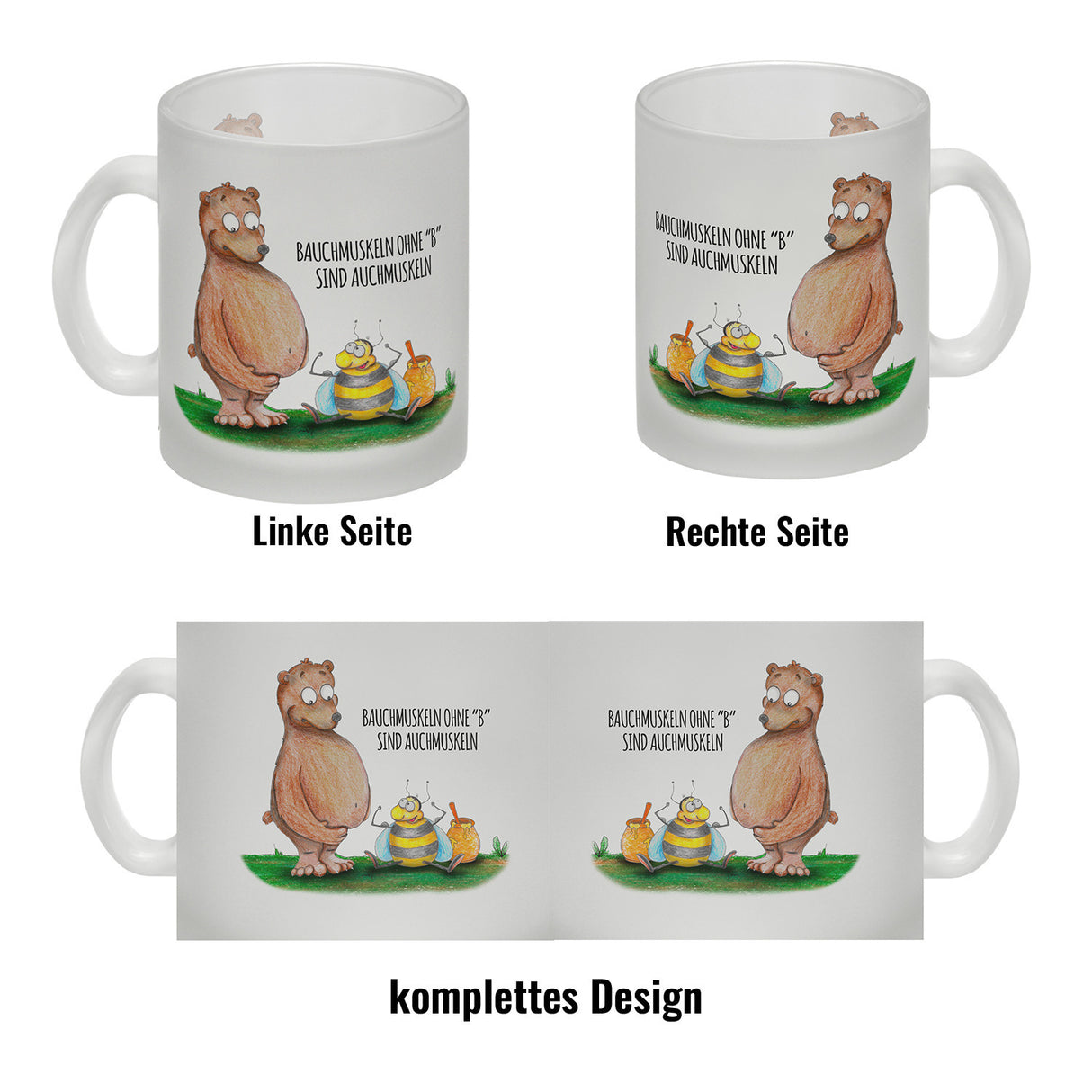 Bauchmuskeln ohne B sind auch Muskeln Biene und Bär Kaffeebecher