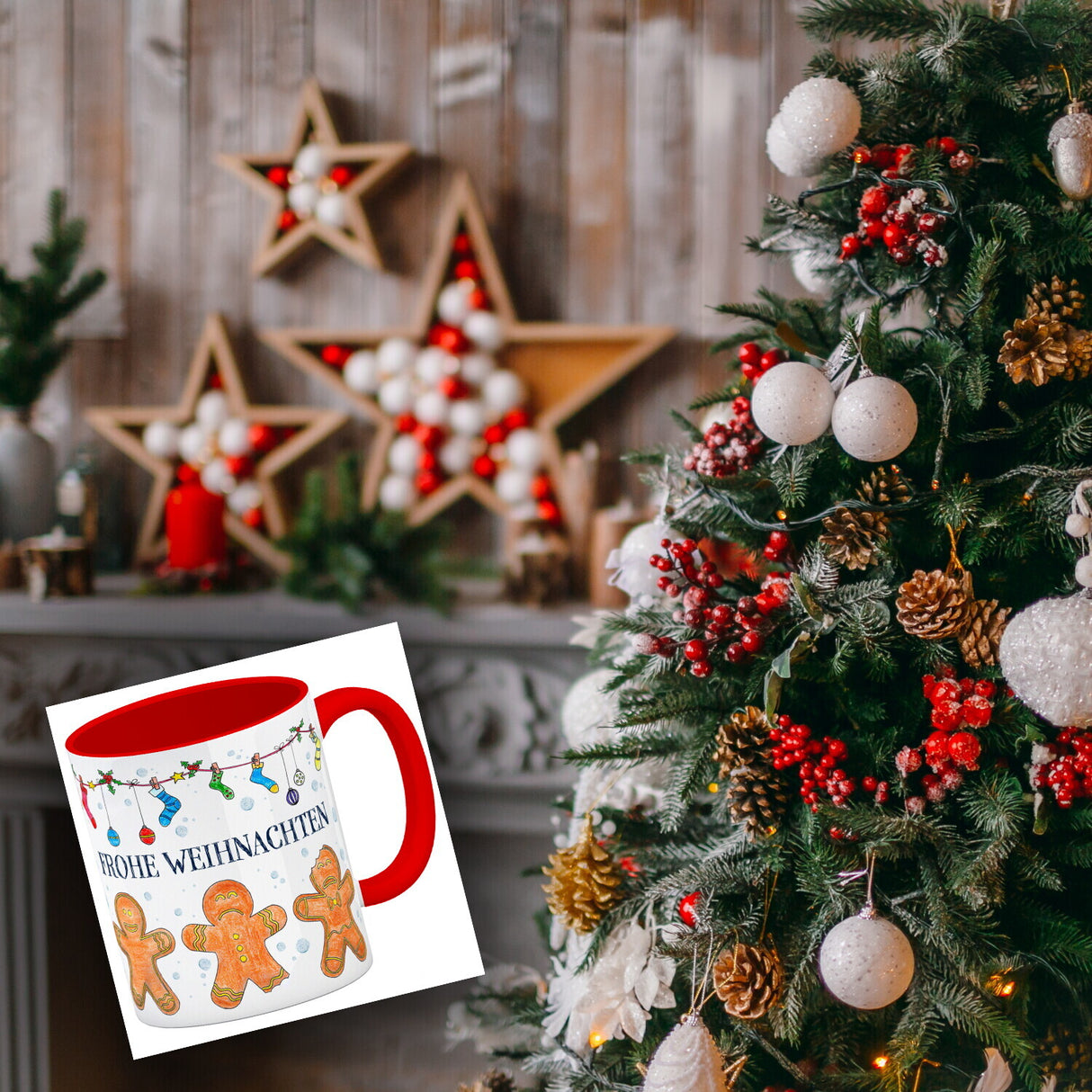 Frohe Weihnachten Lebkuchenmann Kaffeebecher