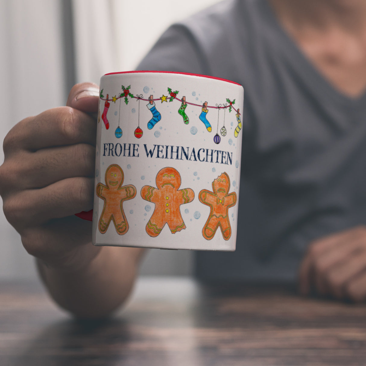 Frohe Weihnachten Lebkuchenmann Kaffeebecher