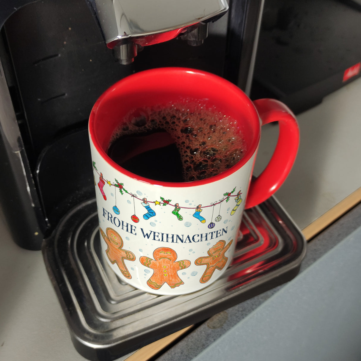 Frohe Weihnachten Lebkuchenmann Kaffeebecher