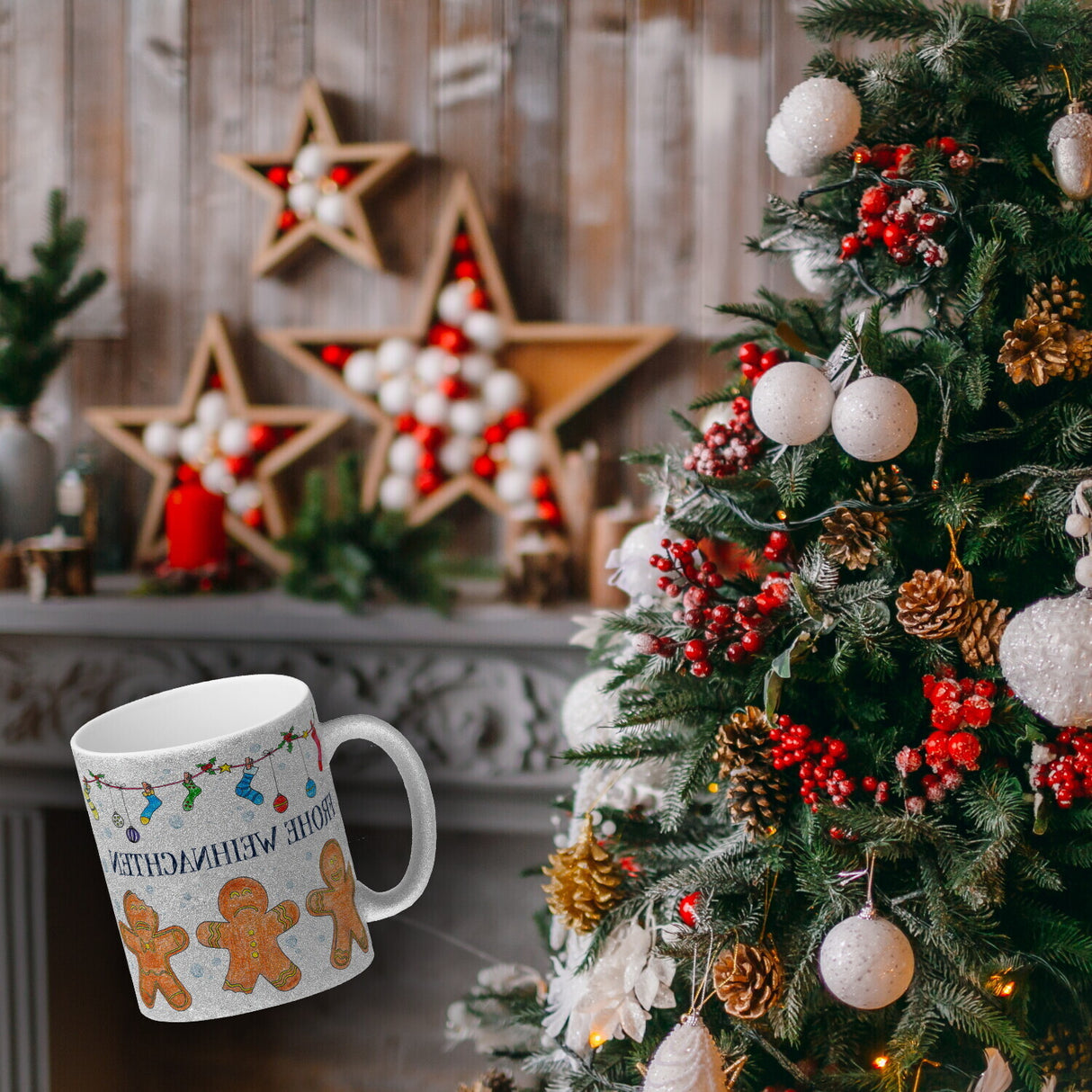 Frohe Weihnachten Lebkuchenmann Kaffeebecher