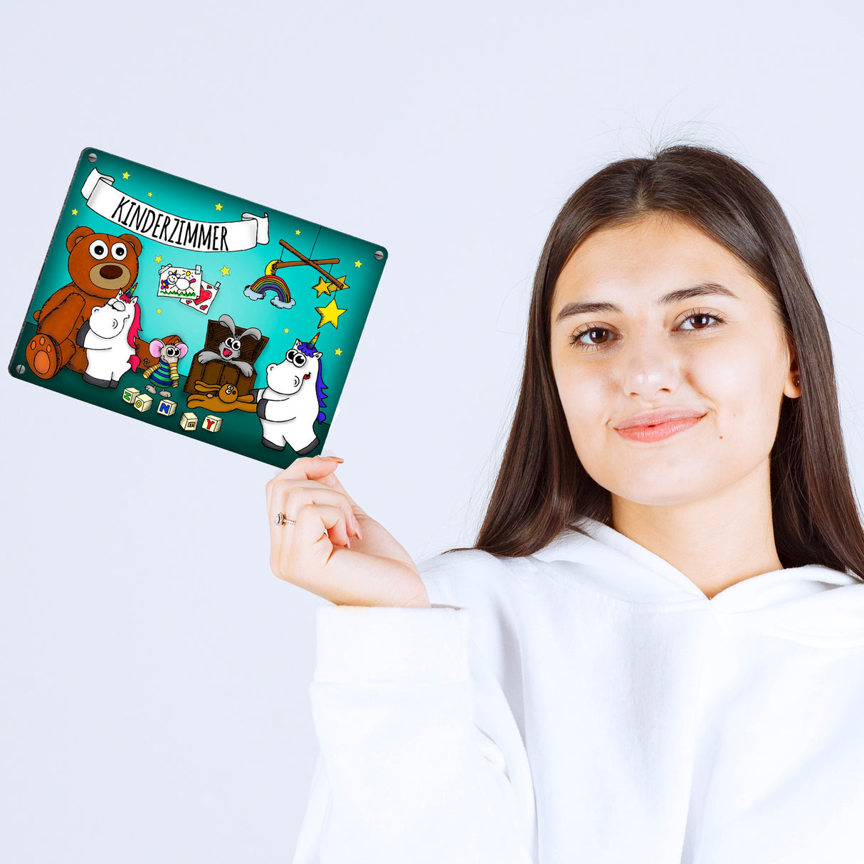 Honeycorns Metallschild mit Einhorn Kinderzimmer Motiv