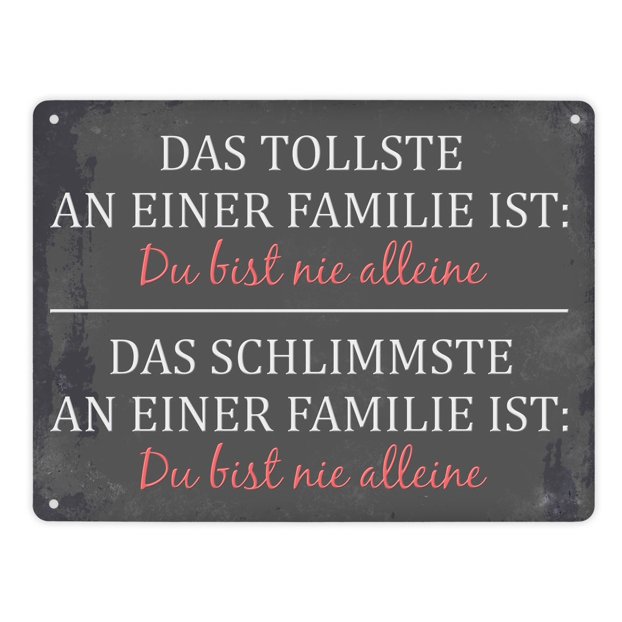 Metallschild mit Spruch: Das Tollste an einer Familie ist: ...