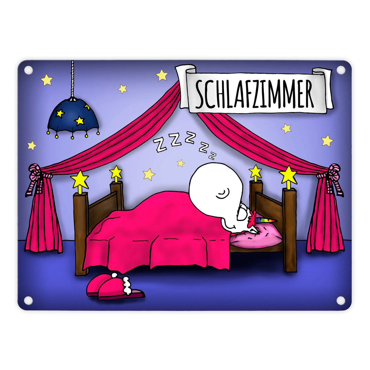 Honeycorns Metallschild mit Einhorn Schlafzimmer Motiv