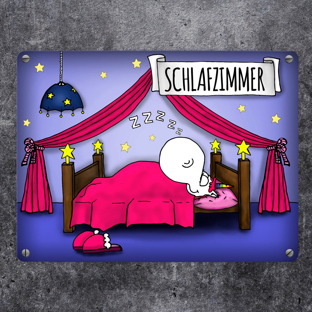 Honeycorns Metallschild mit Einhorn Schlafzimmer Motiv
