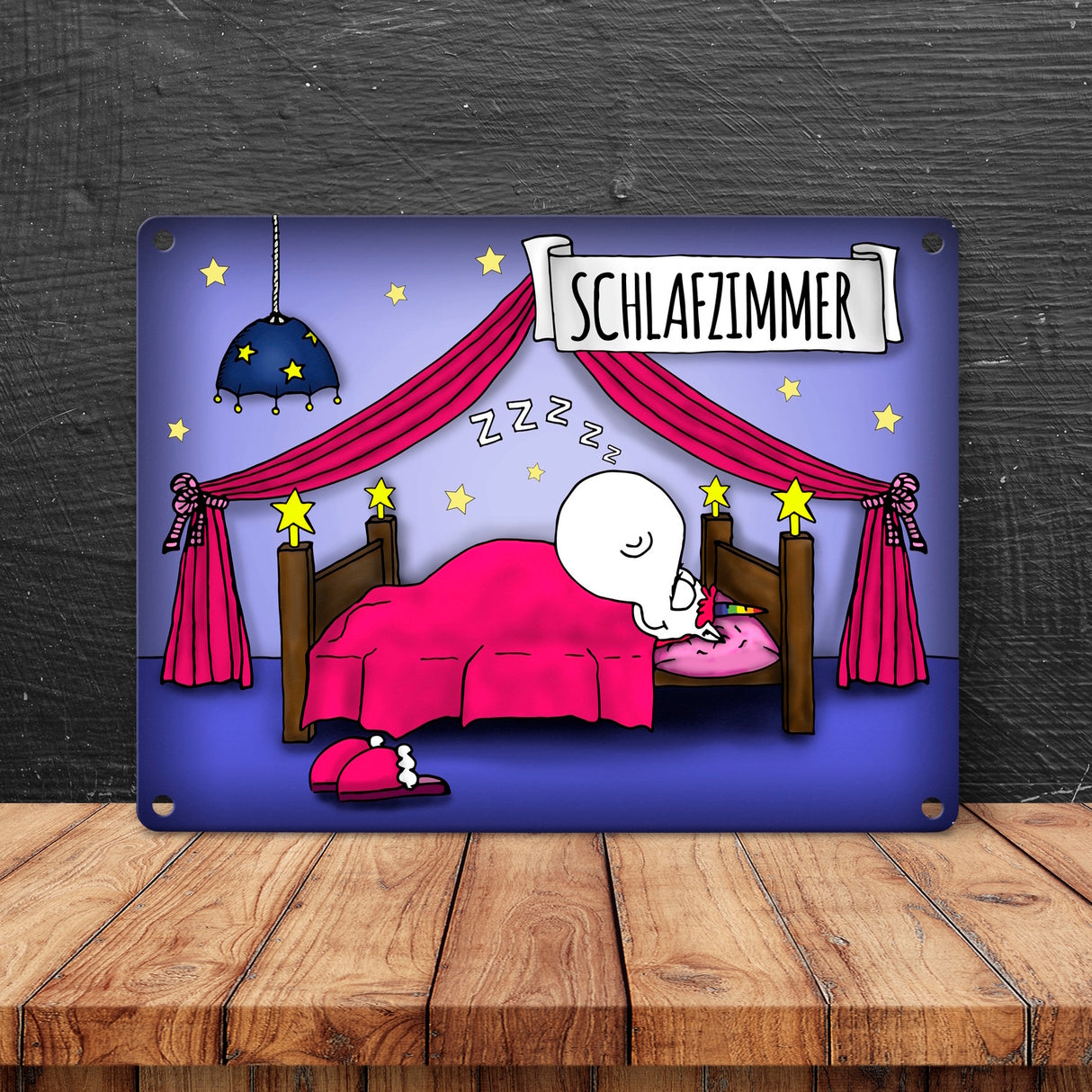 Honeycorns Metallschild mit Einhorn Schlafzimmer Motiv
