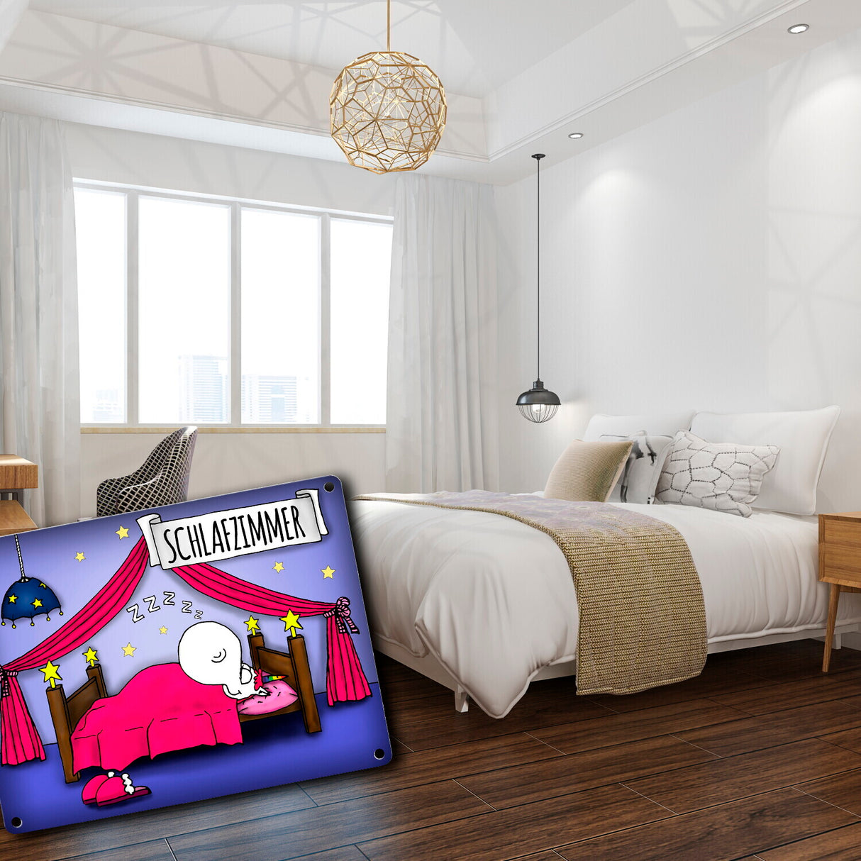 Honeycorns Metallschild mit Einhorn Schlafzimmer Motiv