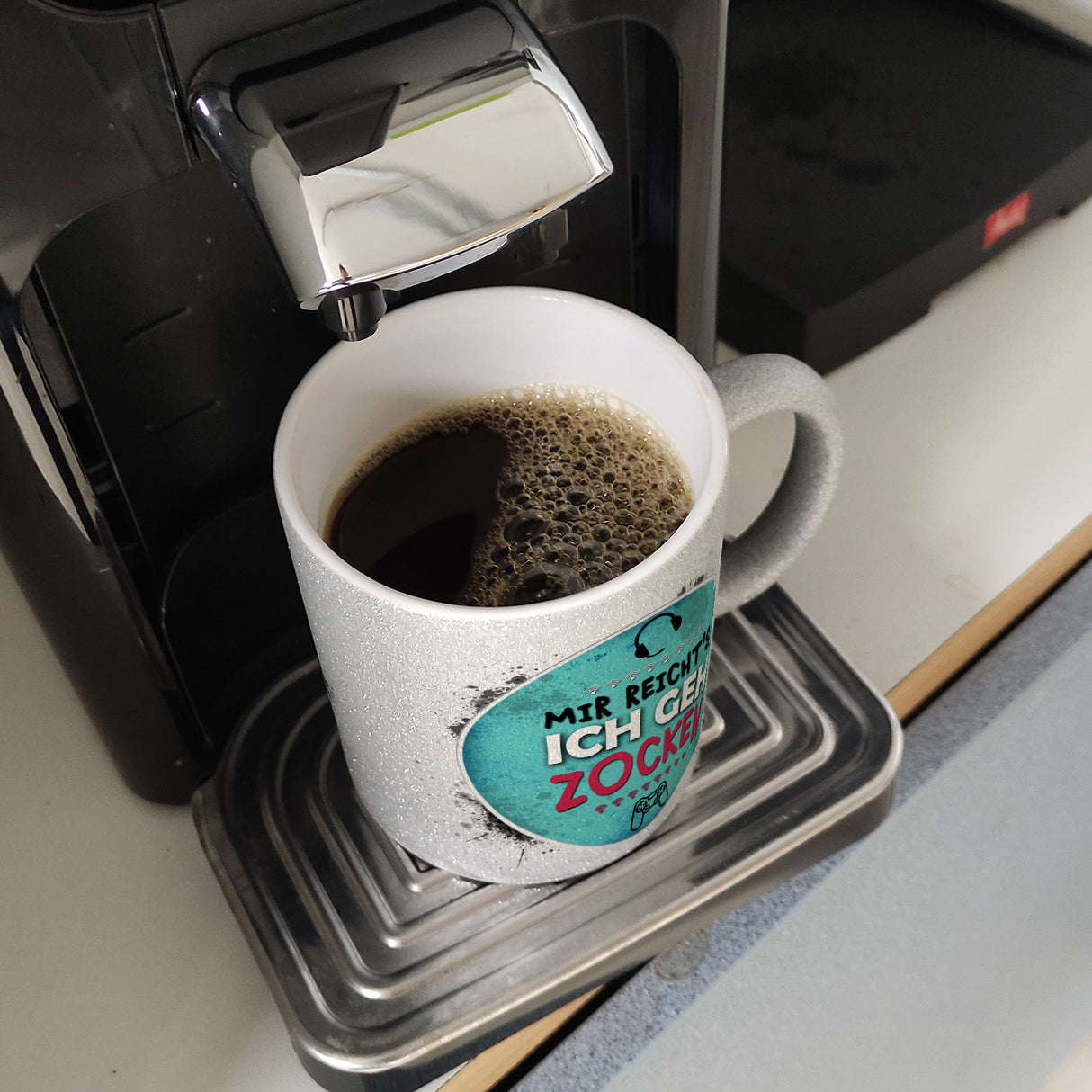 Kaffeebecher mit Spruch: Mir reicht's! Ich geh zocken