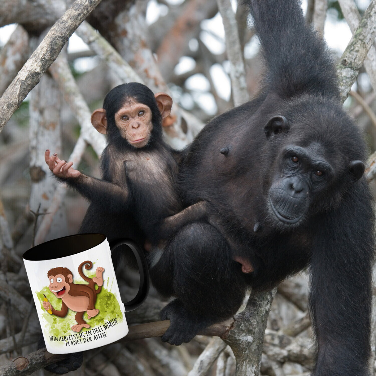 Mein Arbeitstag in drei Worten: Planet der Affen Kaffeebecher