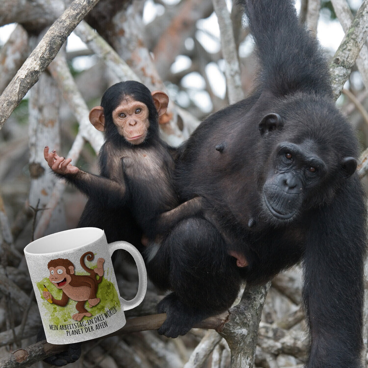 Mein Arbeitstag in drei Worten: Planet der Affen Kaffeebecher