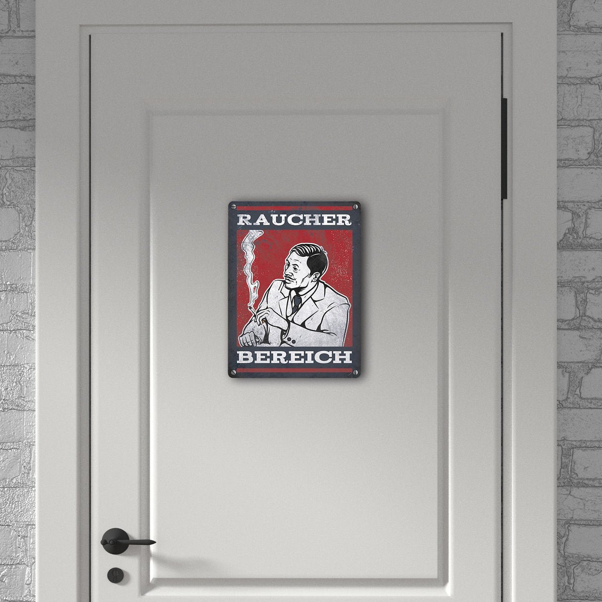 Metallschild mit Raucherbereich rauchender Gentleman Motiv
