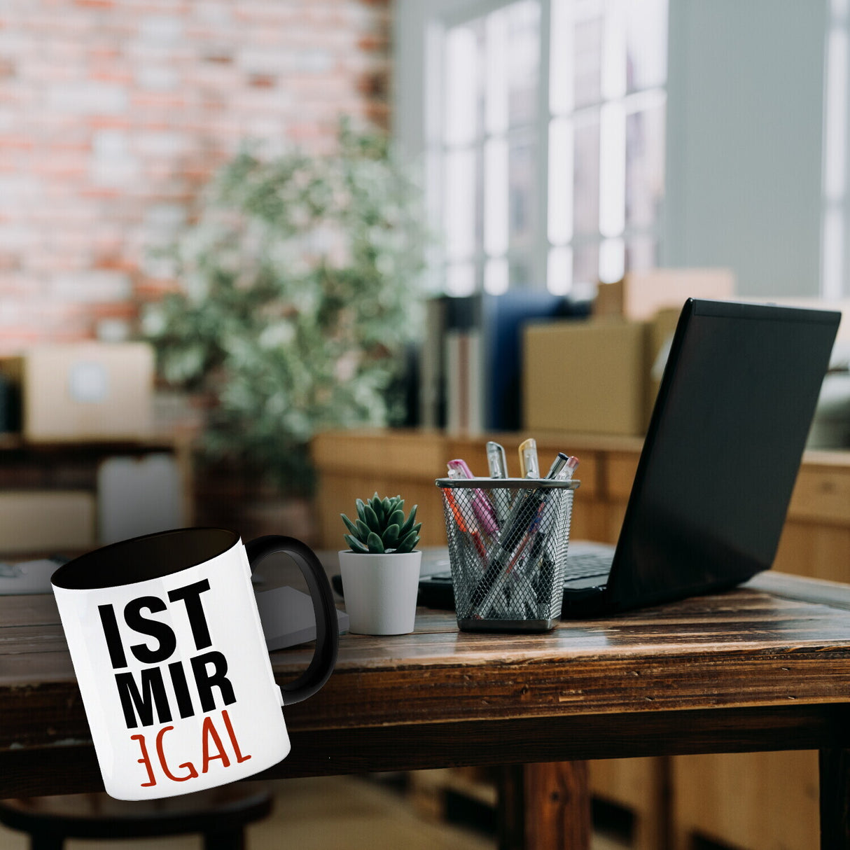 Kaffeebecher mit Spruch: Ist mir egal