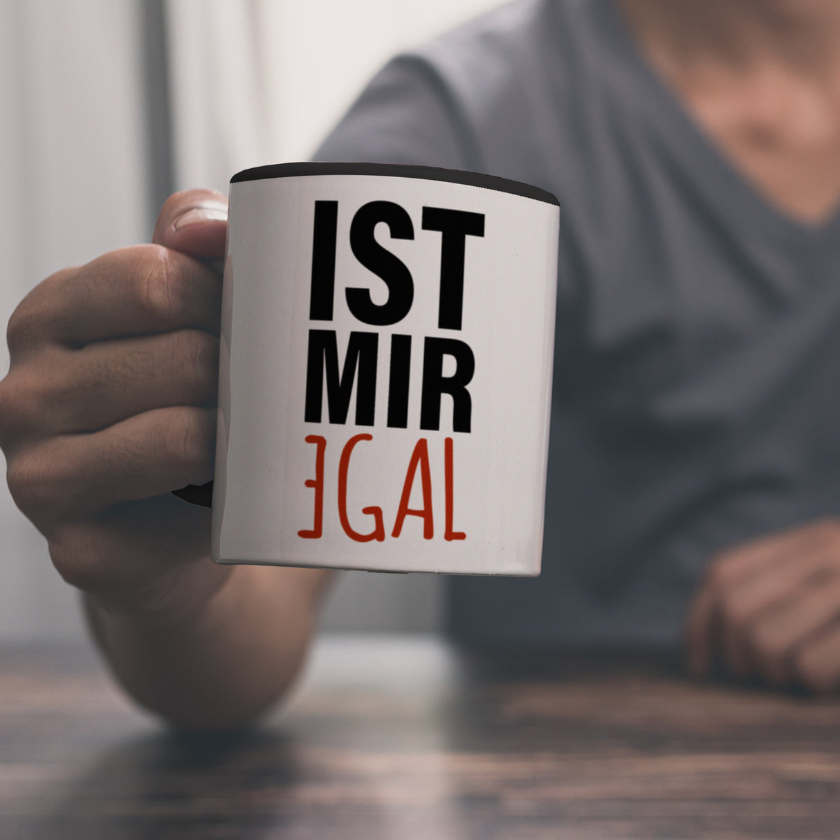 Kaffeebecher mit Spruch: Ist mir egal