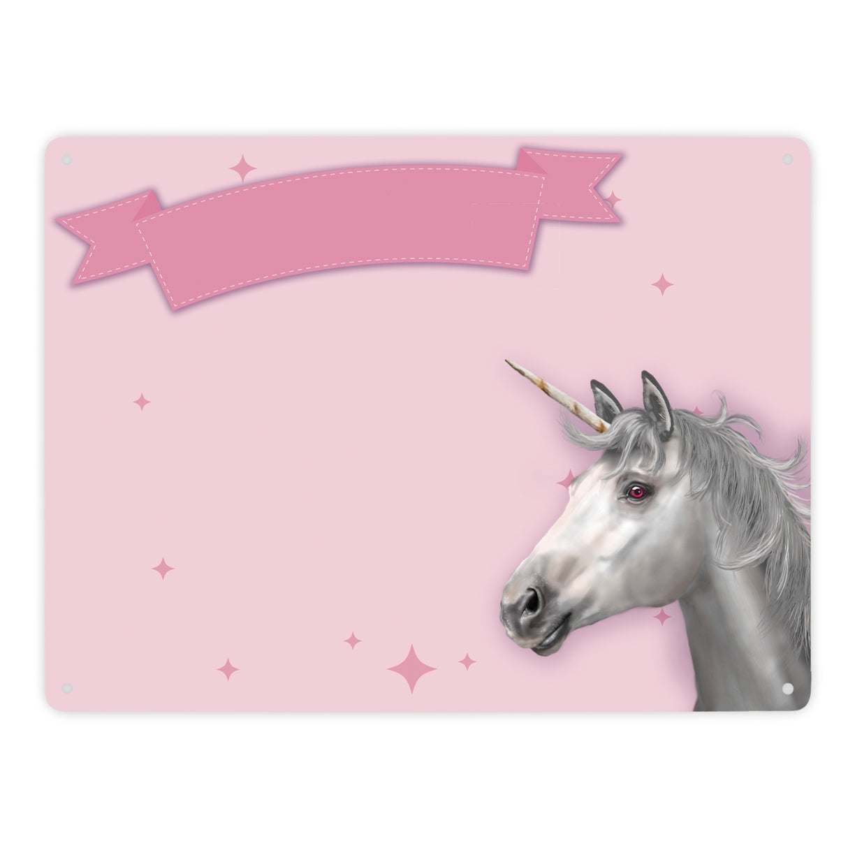 Metallschild mit Einhorn Stalltafel Motiv zum selbst Beschriften
