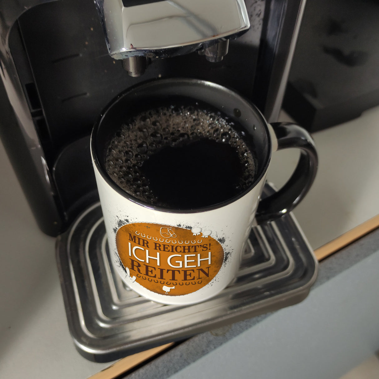 Kaffeebecher mit Spruch: Mir reicht's! Ich geh reiten