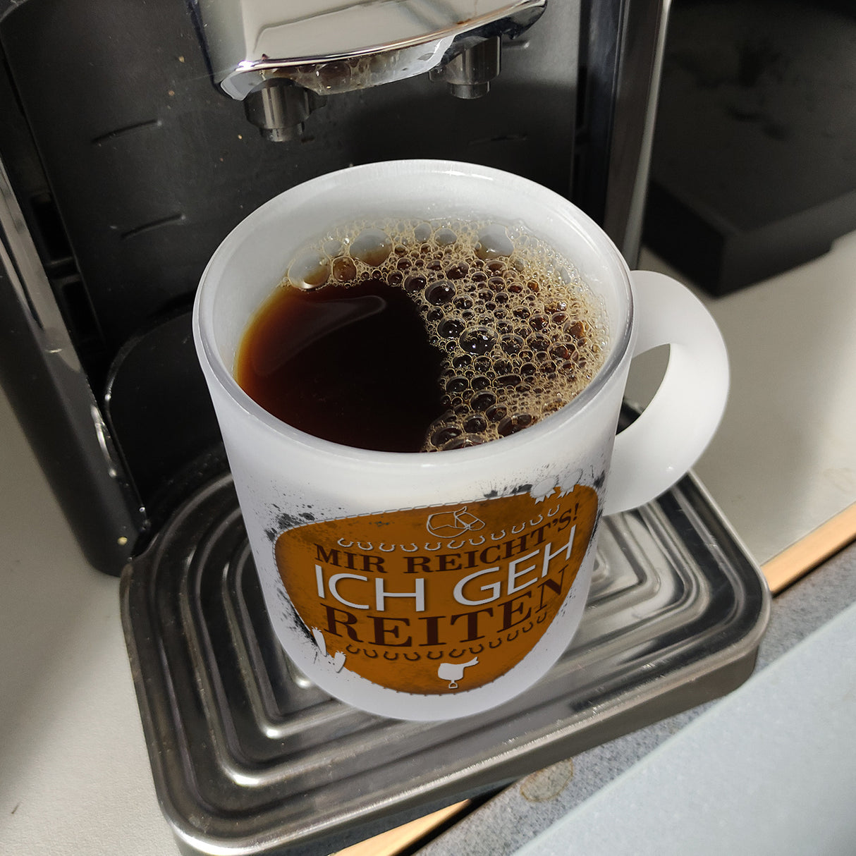 Kaffeebecher mit Spruch: Mir reicht's! Ich geh reiten