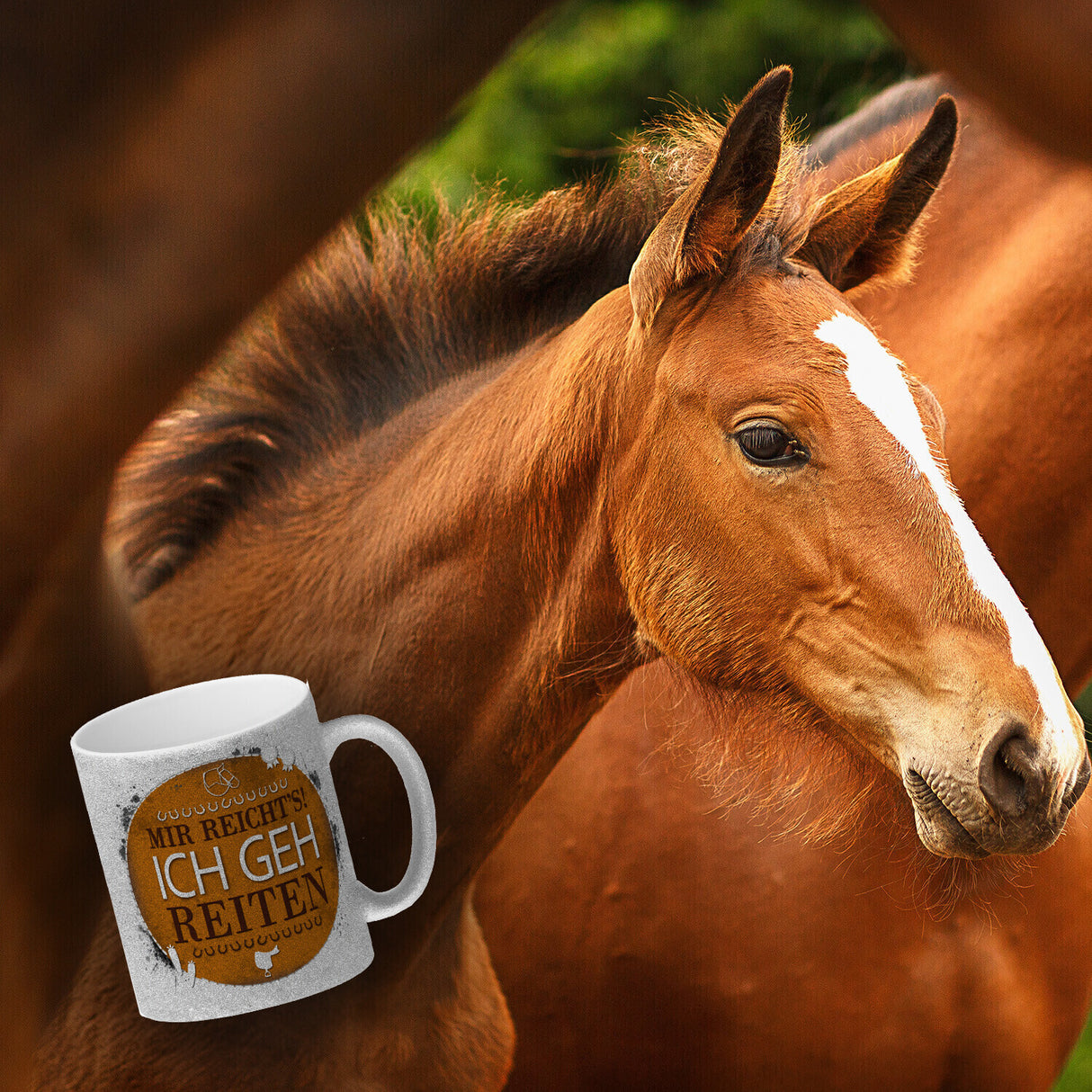 Kaffeebecher mit Spruch: Mir reicht's! Ich geh reiten