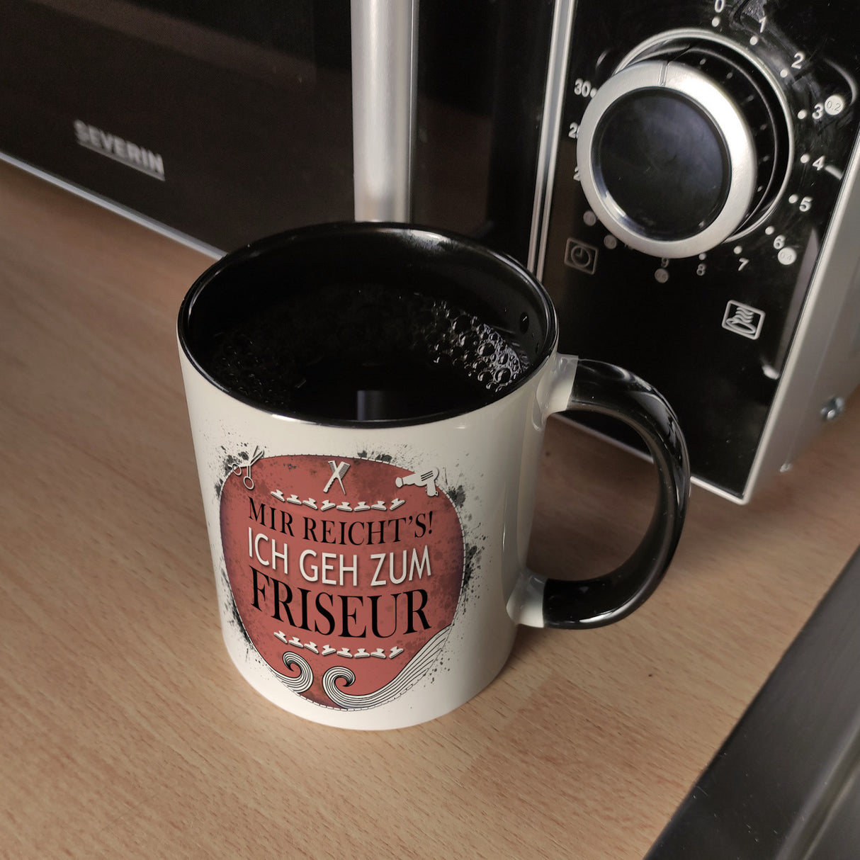 Kaffeebecher mit Spruch: Mir reicht's! Ich geh zum Friseur