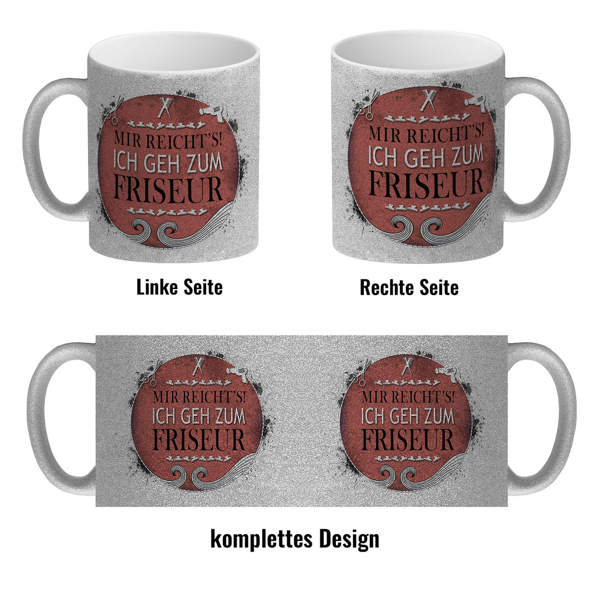 Kaffeebecher mit Spruch: Mir reicht's! Ich geh zum Friseur