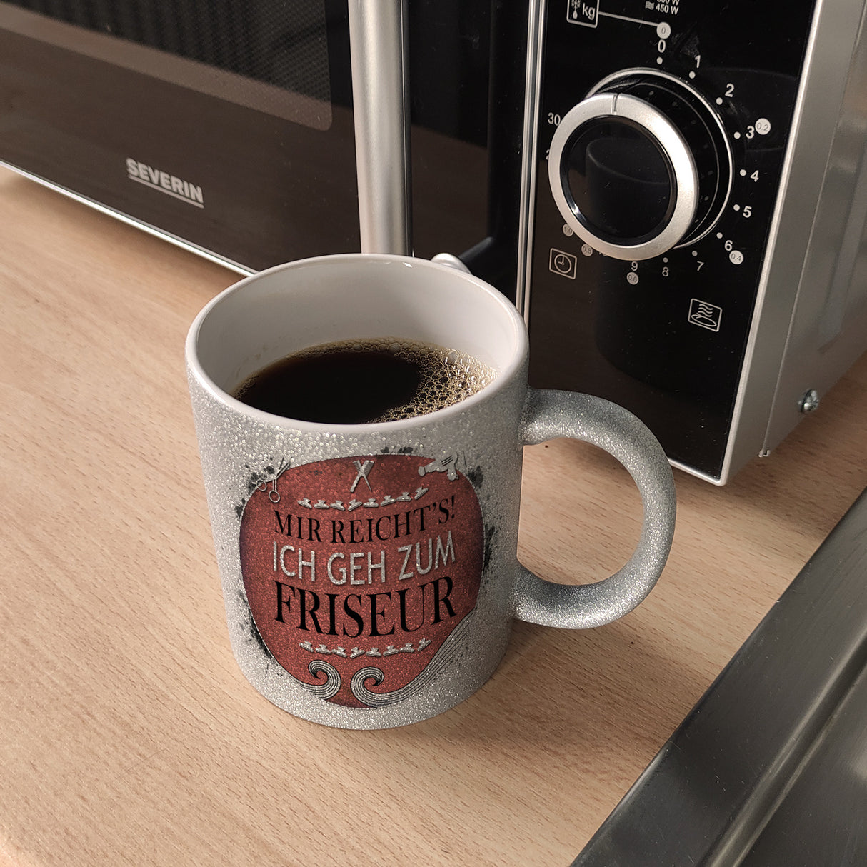 Kaffeebecher mit Spruch: Mir reicht's! Ich geh zum Friseur