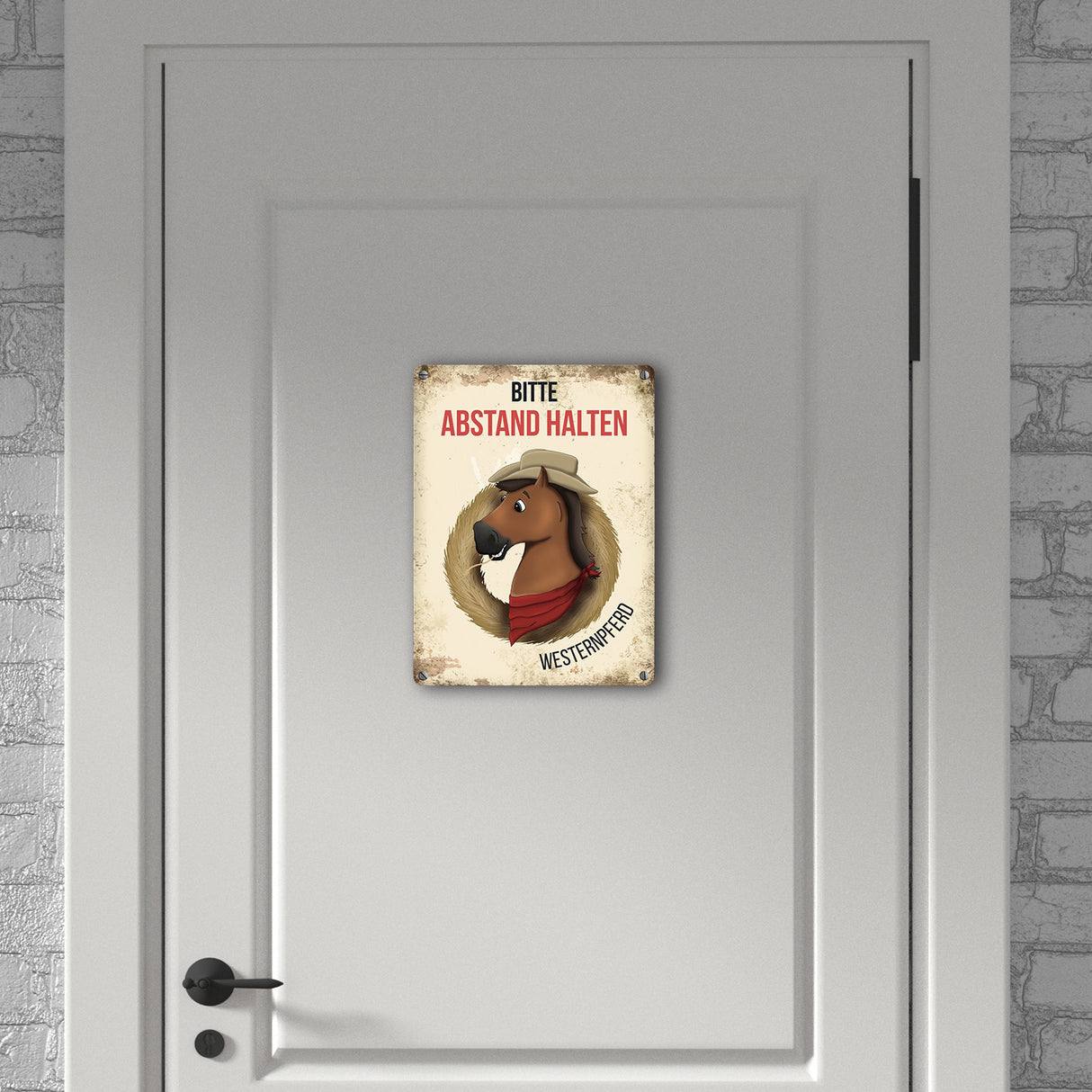 Metallschild mit Westernpferd Motiv für Pferdeanhänger - Pferde, Hängerschild, Westernreiten