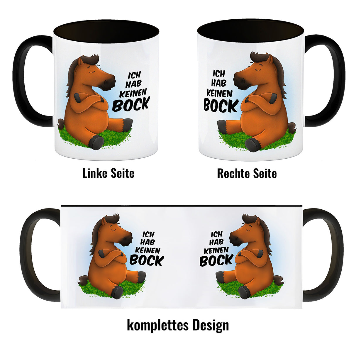 Ich hab keinen Bock Kaffeebecher mit Pferde Motiv