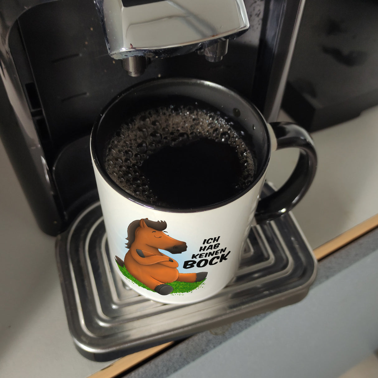Ich hab keinen Bock Kaffeebecher mit Pferde Motiv