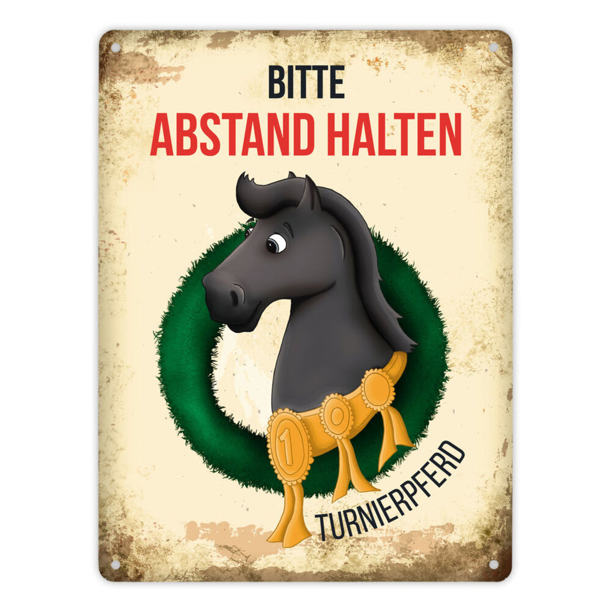 Metallschild mit Turnierpferd Motiv für Pferdeanhänger - Hängerschild, Anhängerschild, Pferd