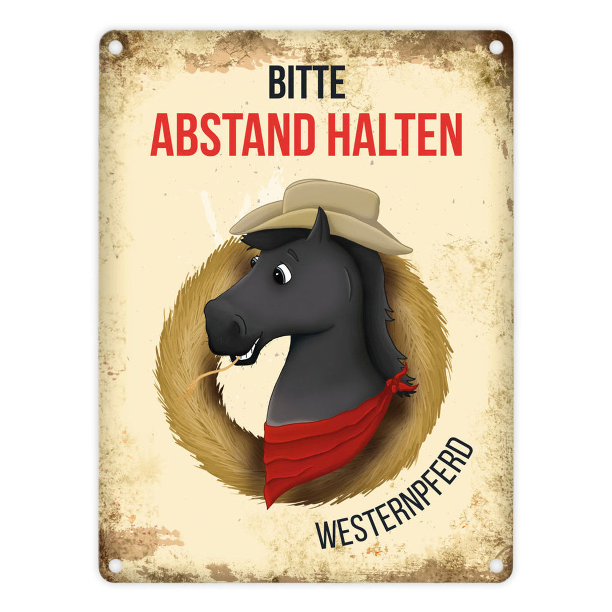 Metallschild mit Westernpferd Motiv für Pferdeanhänger - Pferde, Hängerschild, Westernreiten