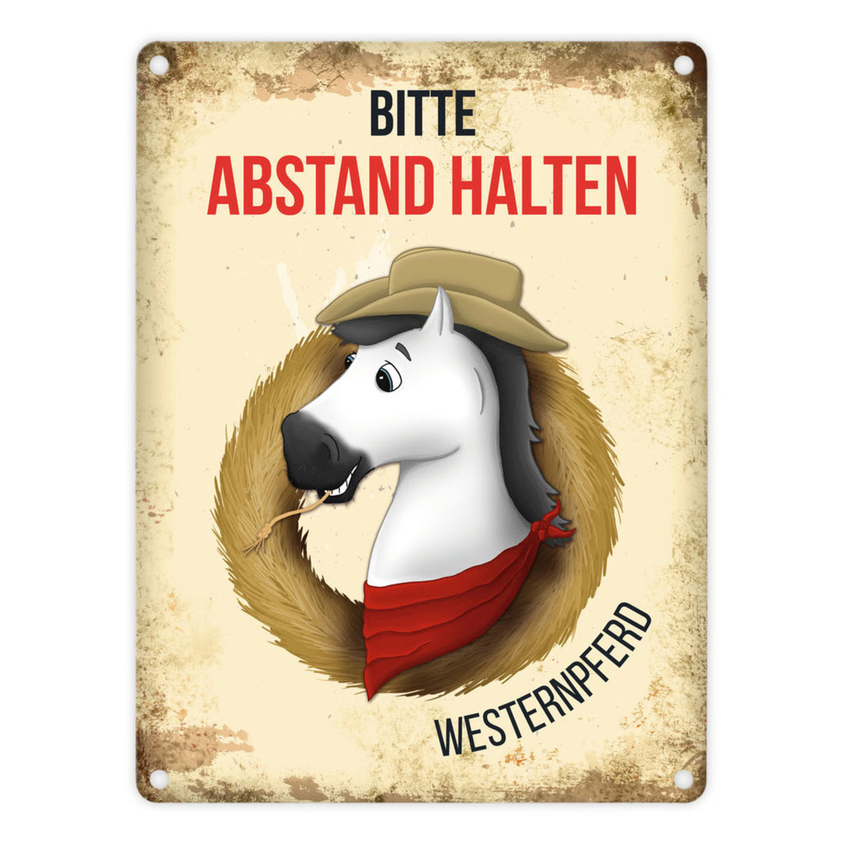 Metallschild mit Westernpferd Motiv für Pferdeanhänger - Pferde, Hängerschild, Westernreiten