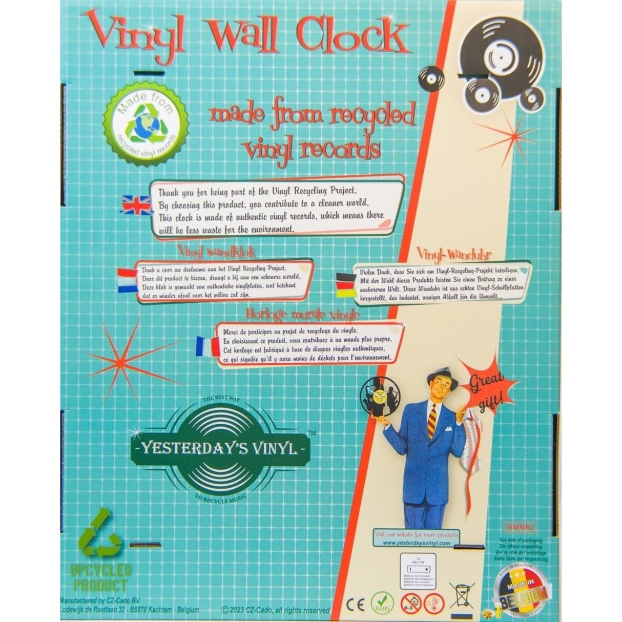 Bier Vinyl Wanduhr aus einer echten Schallplatte