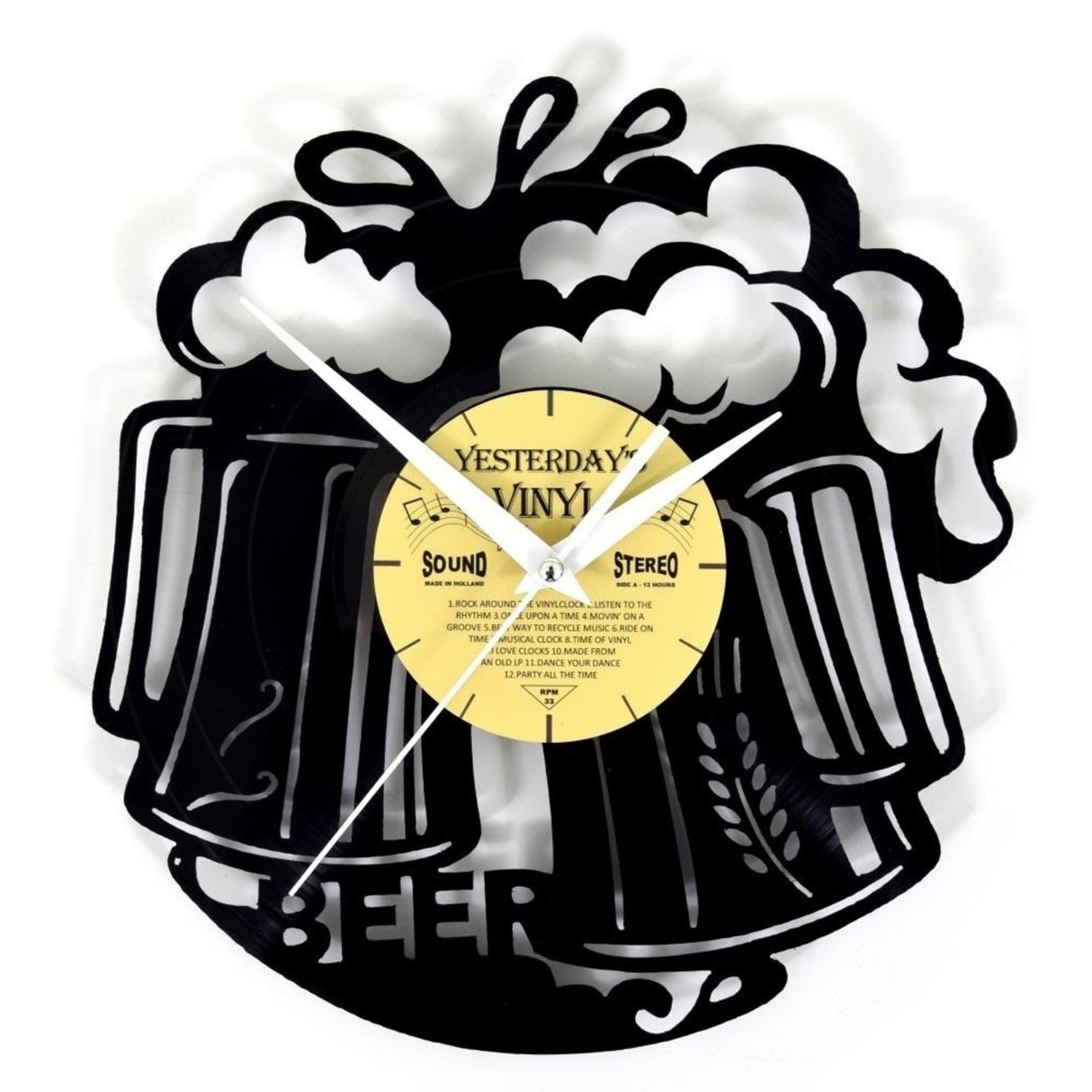 Bier Vinyl Wanduhr aus einer echten Schallplatte