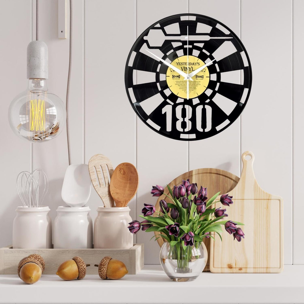 Darts 180 Vinyl Wanduhr aus einer echten Schallplatte