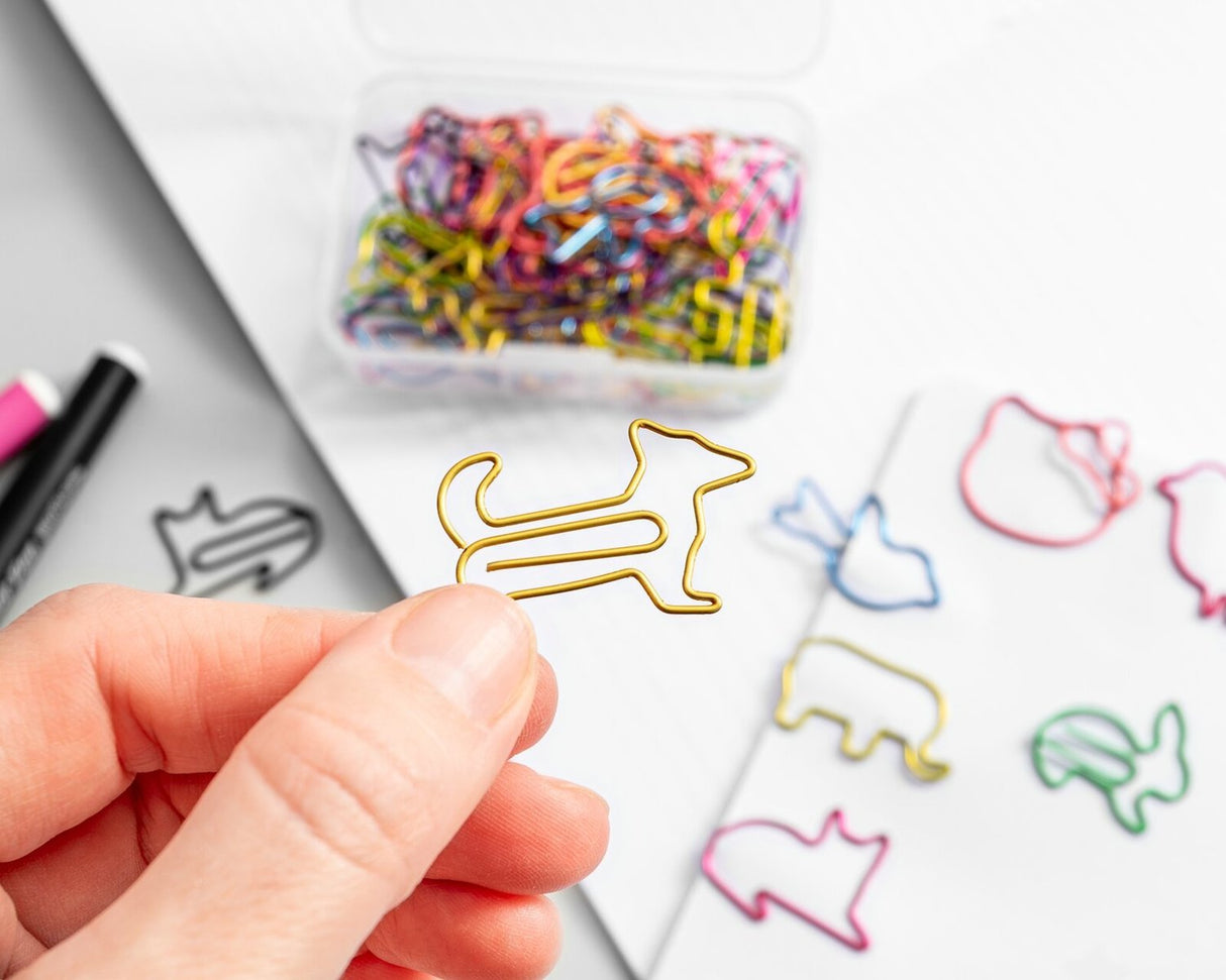 Tier Büroklammer in bunten Farben Tierwelt Motiv Briefklammer im 50er Set