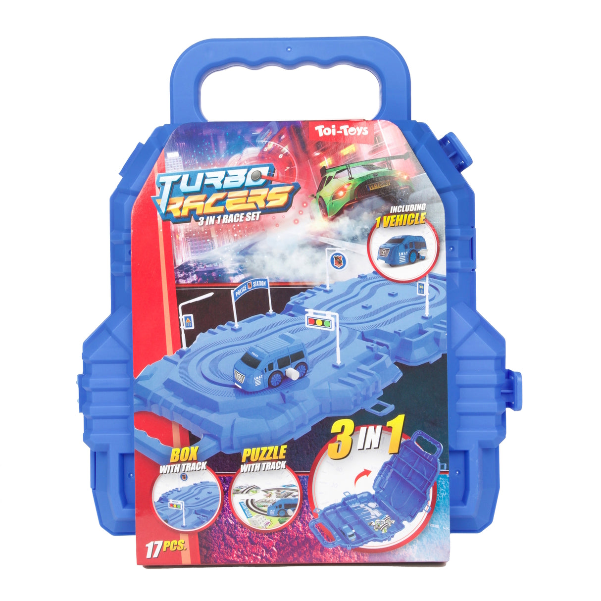 Spielzeug Rennwagen-Set mit Strecke und Zubehör in zufälliger Variante