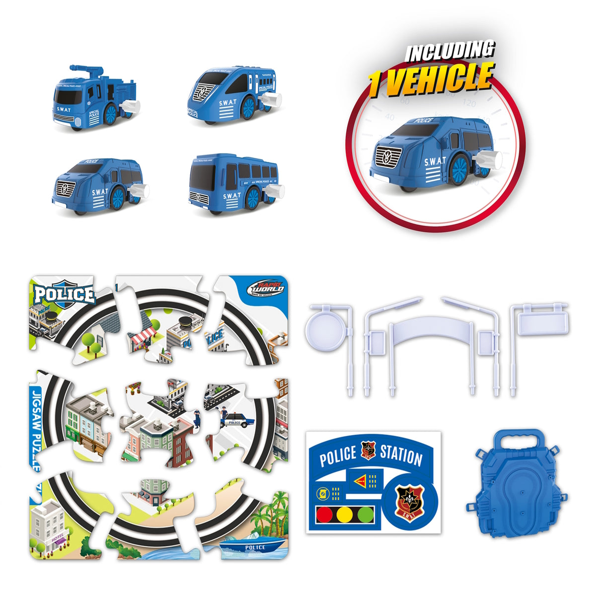 Spielzeug Rennwagen-Set mit Strecke und Zubehör in zufälliger Variante