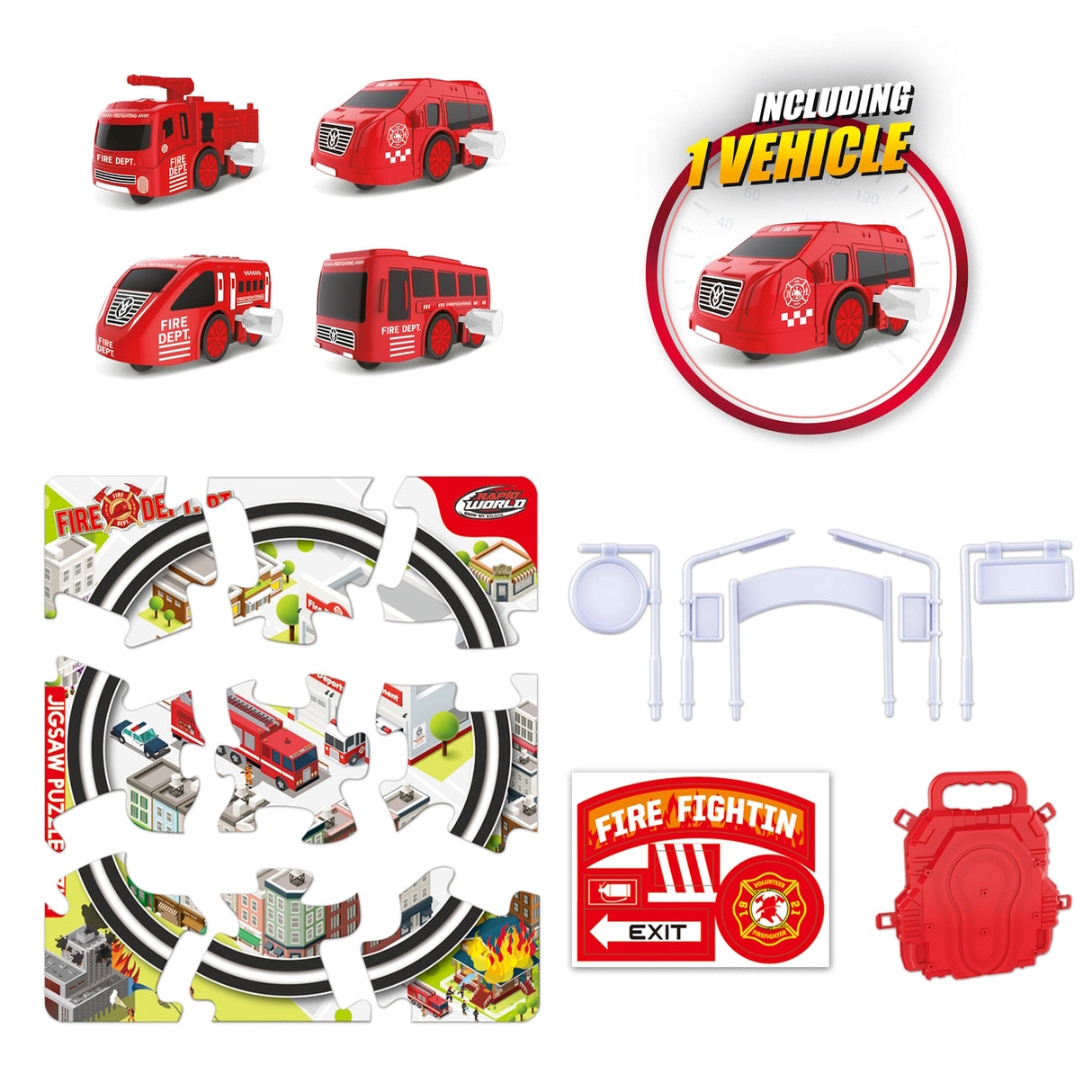 Spielzeug Rennwagen-Set mit Strecke und Zubehör in zufälliger Variante