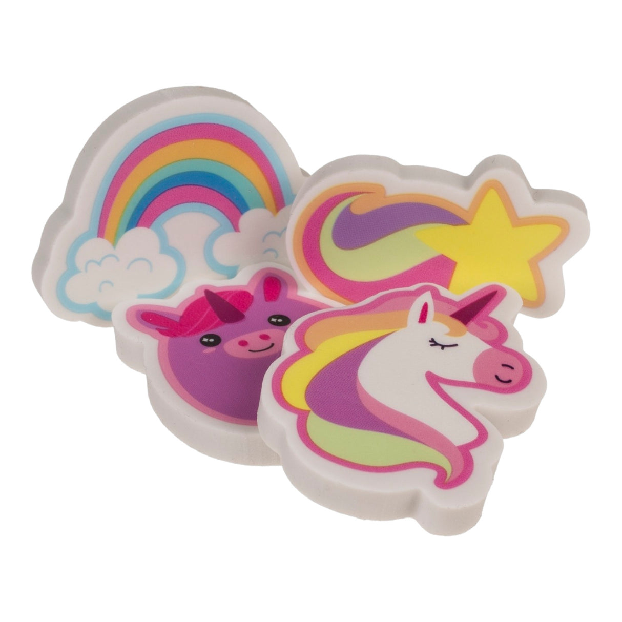 Einhorn Radiergummi Regenbogen Radierer im 4er Set