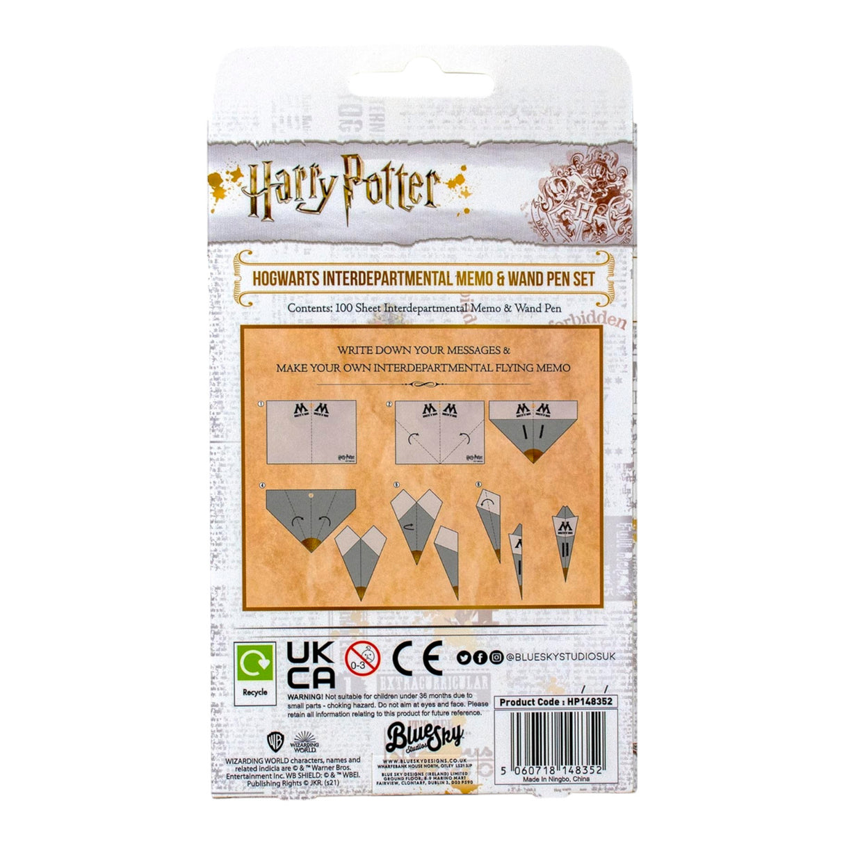 Harry Potter Hogwarts Notizblock Papierflieger-Bastelset mit Zauberstabstift