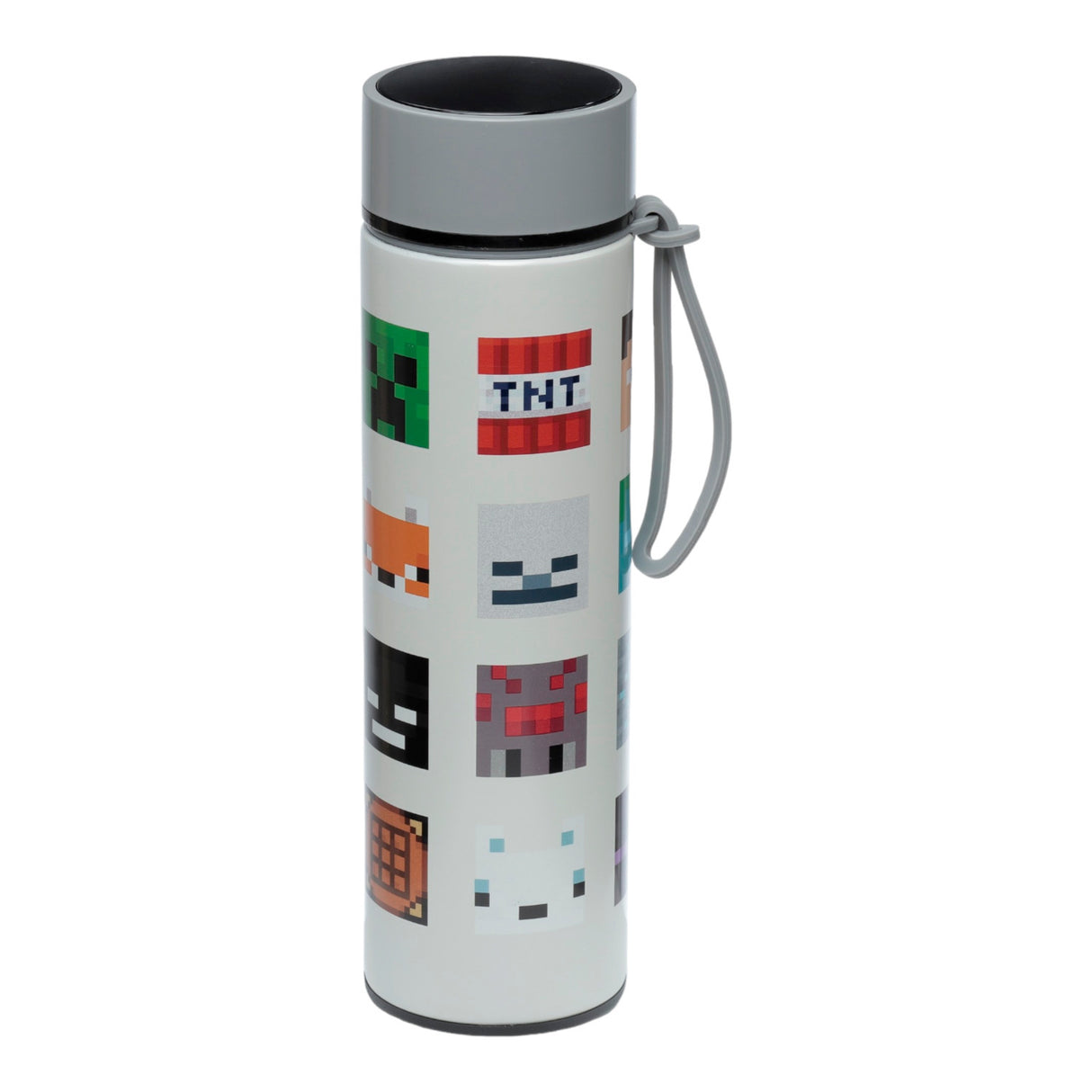 Minecraft Gesichter Trinkflasche mit digitalem Thermometer