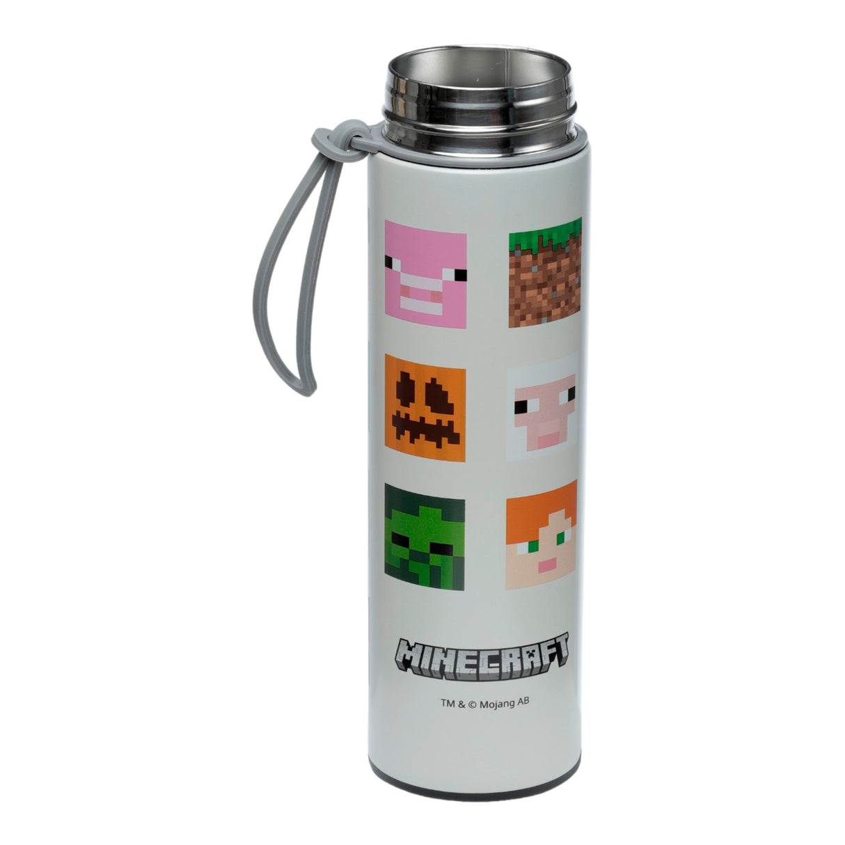 Minecraft Gesichter Trinkflasche mit digitalem Thermometer
