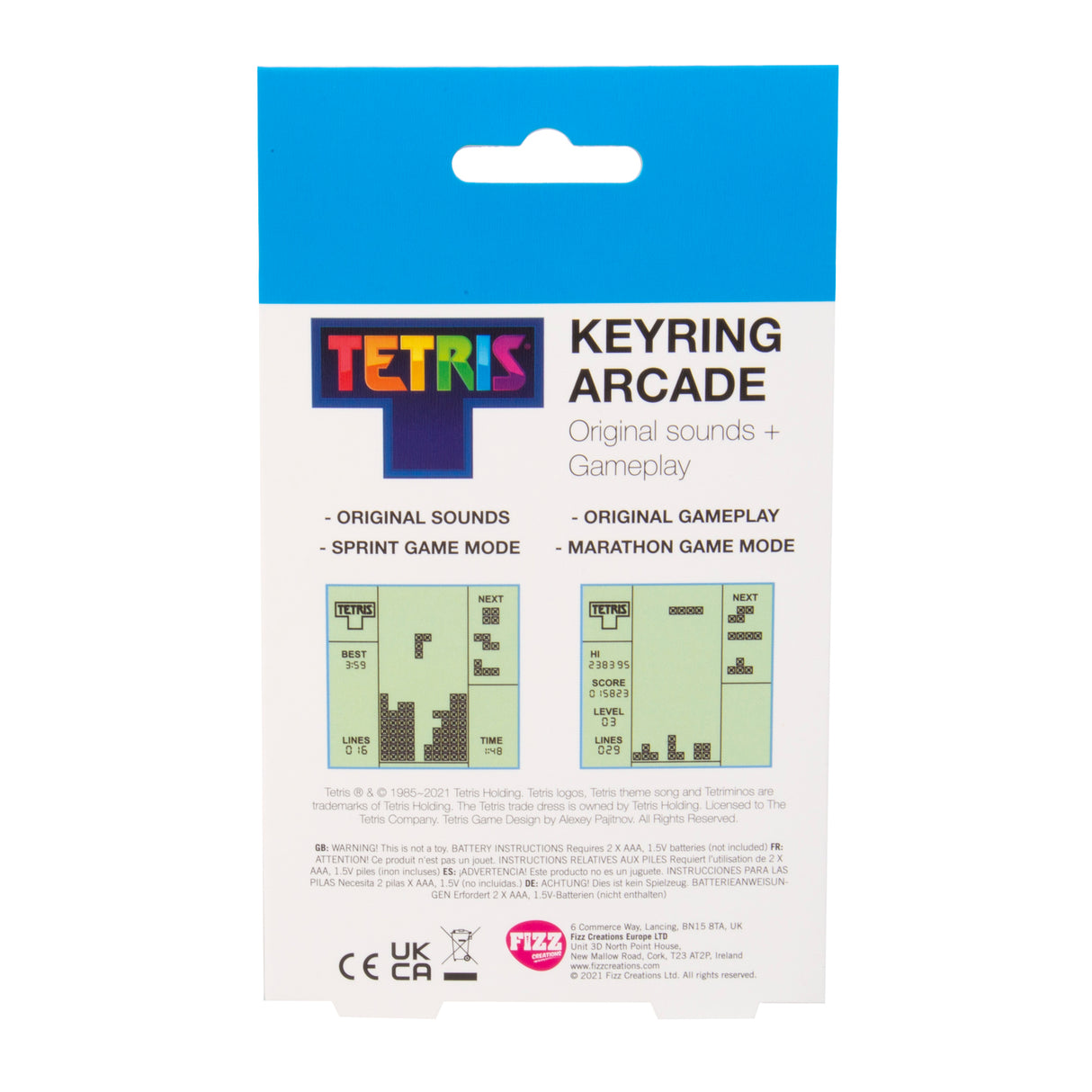 Tetris Retro Arcade Spiel Schlüsselanhänger mit Sound