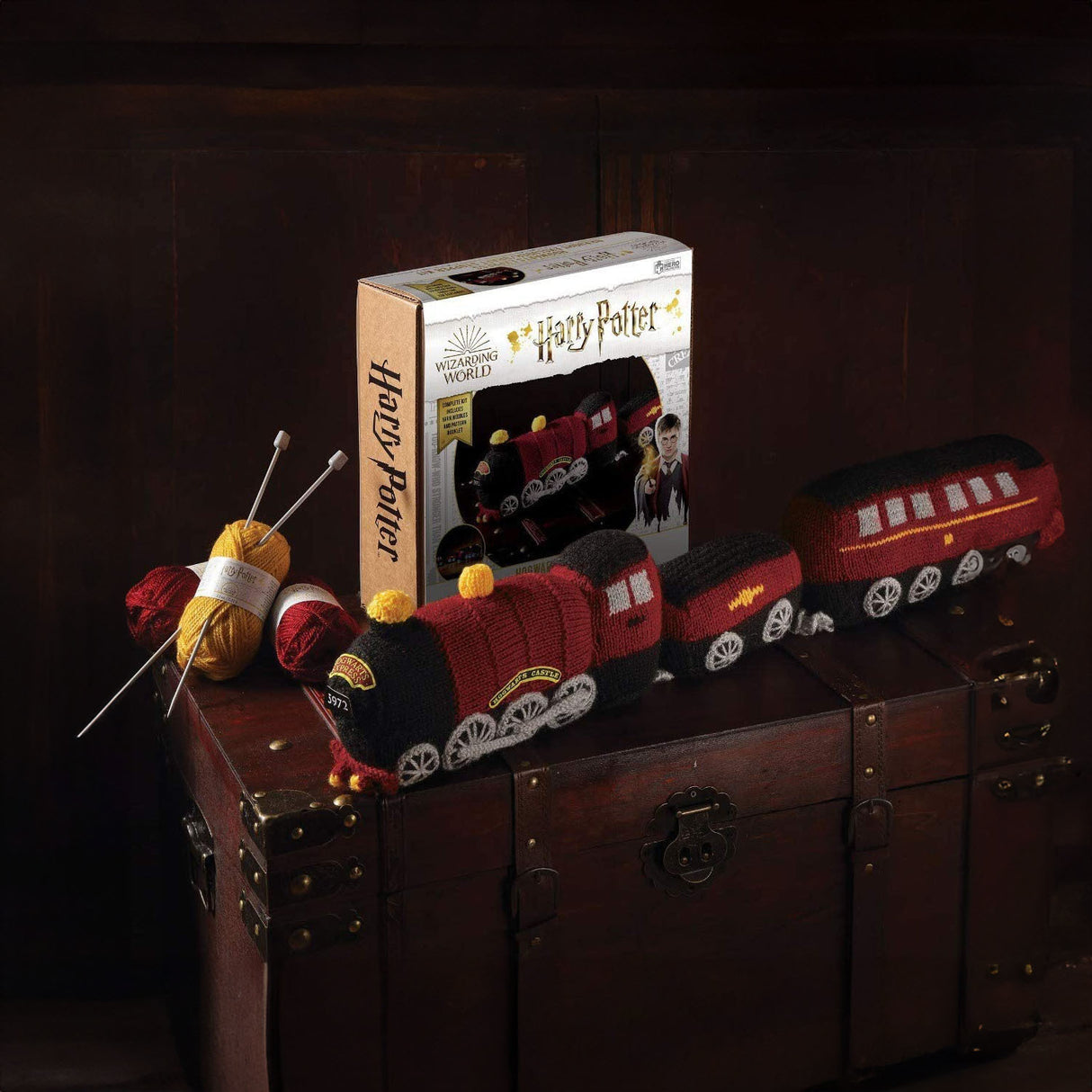 Harry Potter Zugluftstopper Strickset im Hogwarts Express Design
