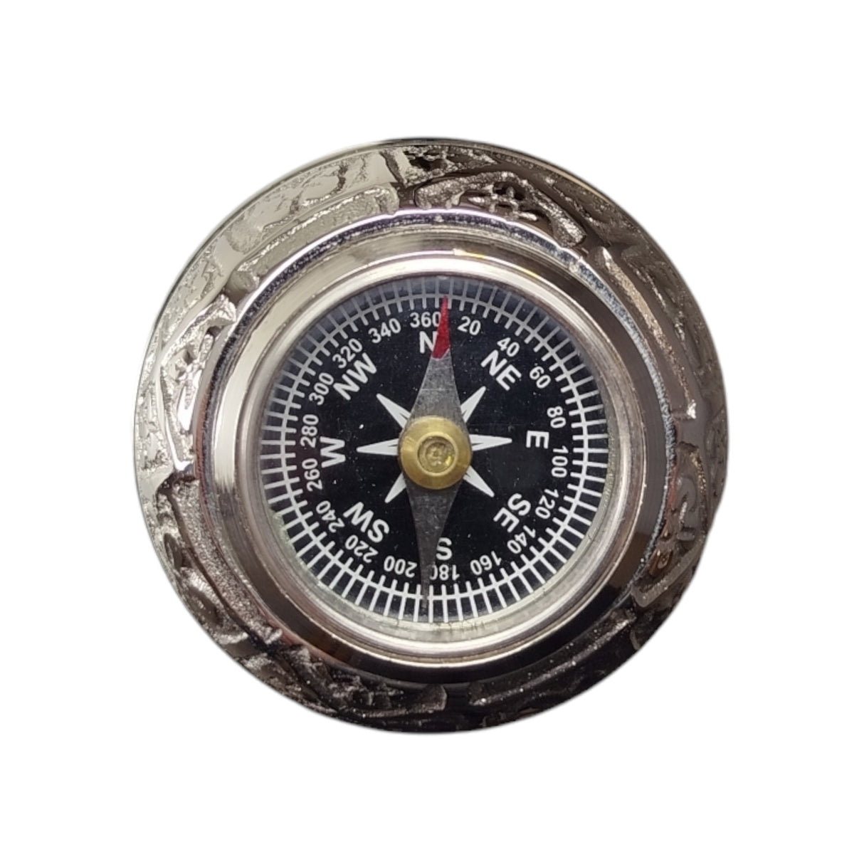 Kompass Spazierstock aus Holz mit graviertem Griff aus Metall