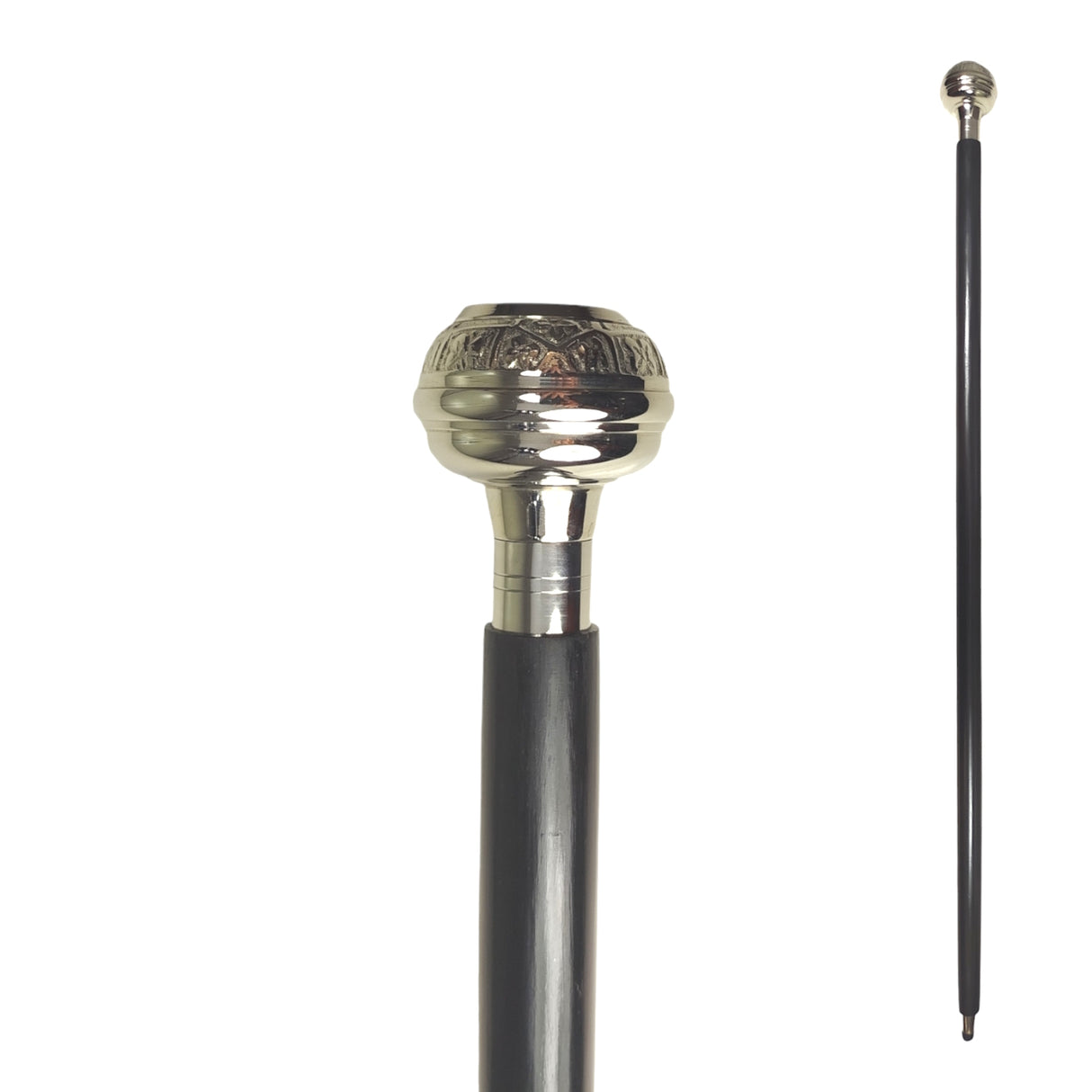 Kompass Spazierstock aus Holz mit graviertem Griff aus Metall